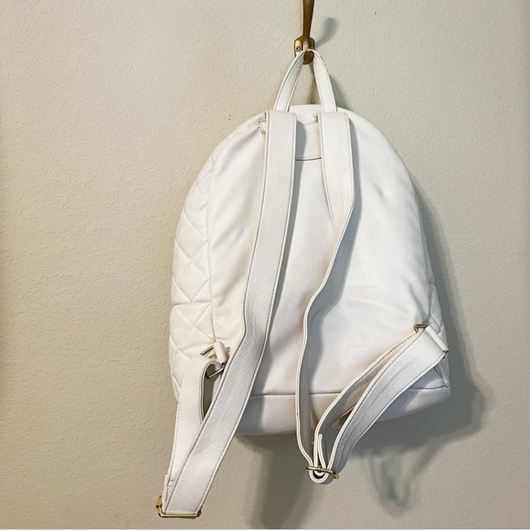 Betsey Johnson White Quilted sprinkle Drip Vegan Leather Backpack - Picture 7 of 10